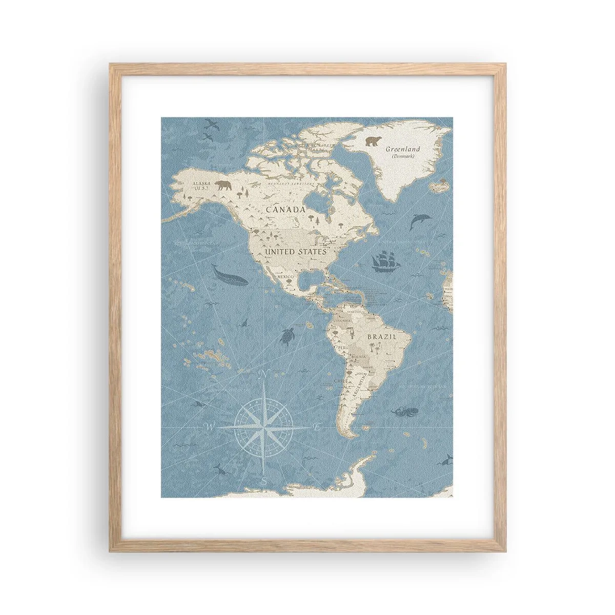 Pôster com moldura de carvalho claro - O mundo ao seu alcance - 40x50 cm