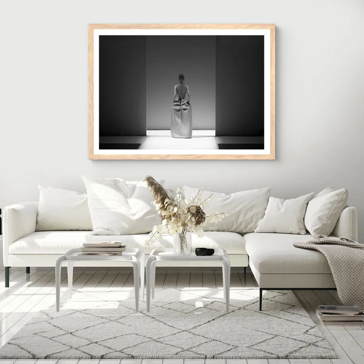 Pôster com moldura de carvalho claro - Simplicidade refinada - 50x40 cm