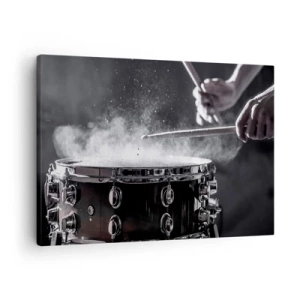 Quadro em tela - Batendo na caixa com baquetas com efeito de poeira - 70x50cm - Pulso da música - Decoração de parede moderna para a sala de estar e quarto ARTTOR