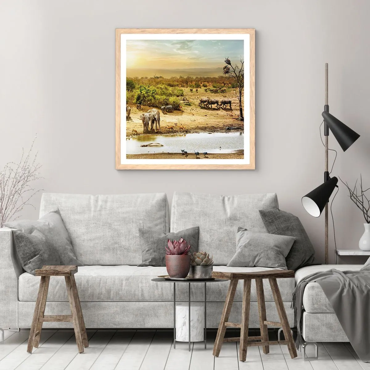 Pôster com moldura de carvalho claro - Um rio corria no Éden... - 50x50 cm