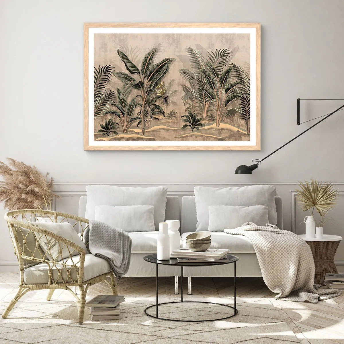 Pôster com moldura de carvalho claro - Gravura em estilo colonial - 100x70 cm