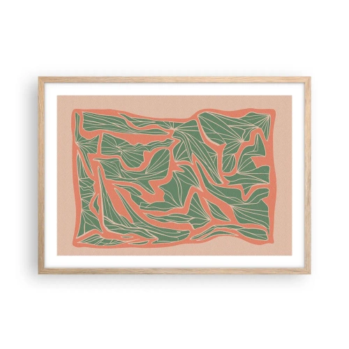 Pôster com moldura de carvalho claro - A luta entre coral e vegetação - 70x50 cm