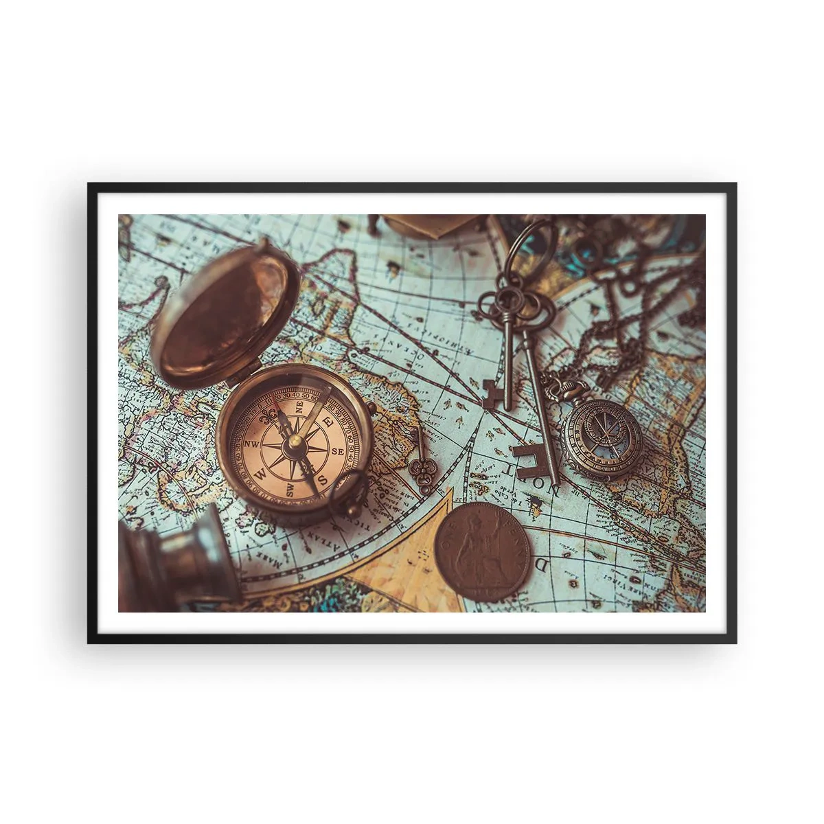 Pôster com moldura preta - Para o aventureiro - 100x70 cm