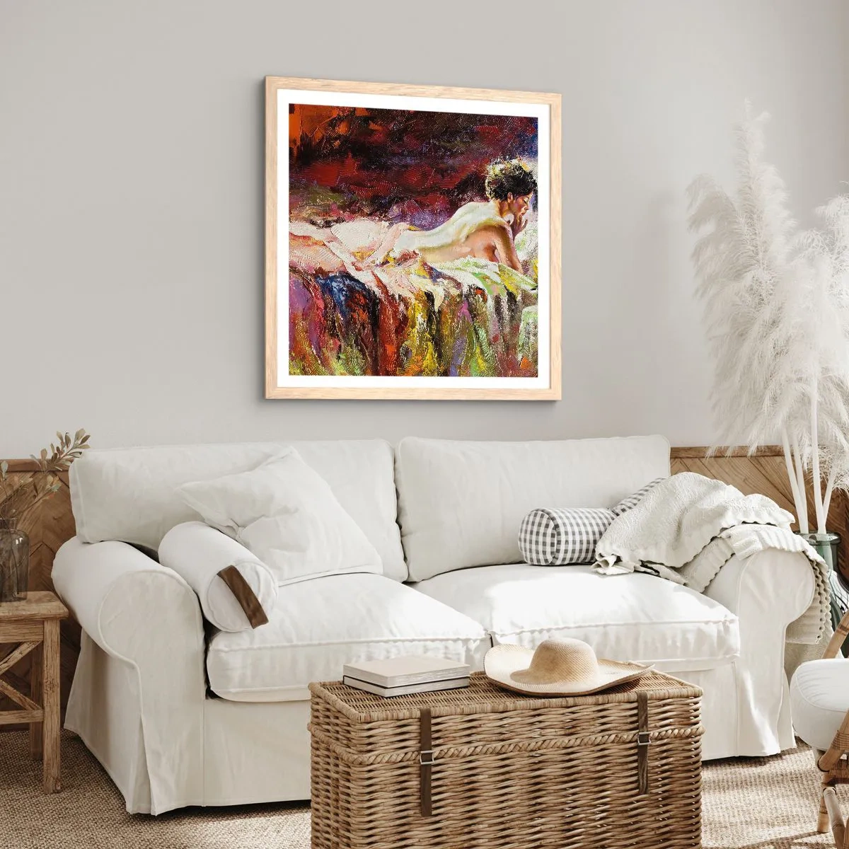 Pôster com moldura de carvalho claro - Vênus pensativa - 60x60 cm