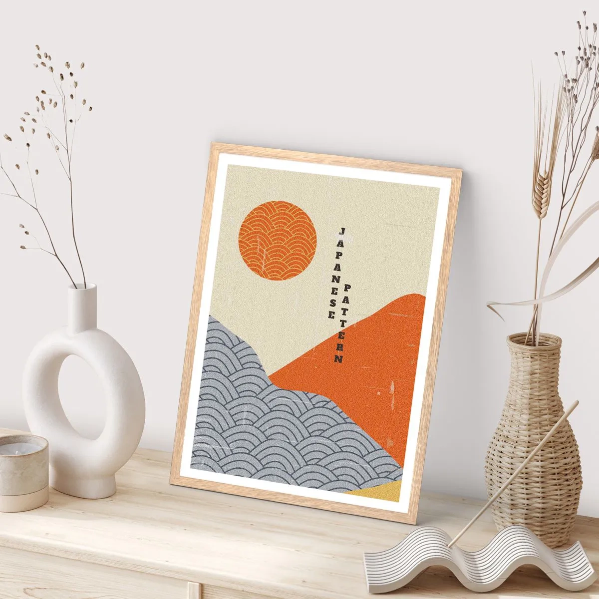 Pôster com moldura de carvalho claro - No espírito japonês - 61x91 cm