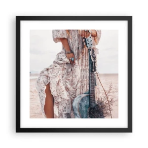 Pôster com moldura preta - Flores a caminho - 40x40 cm