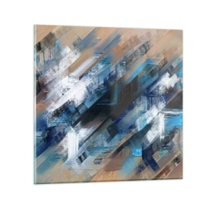 Quadro em vidro - Numa diagonal azul - 30x30 cm