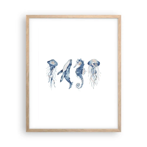 Pôster com moldura de carvalho claro - Maravilhas do mar - 40x50 cm