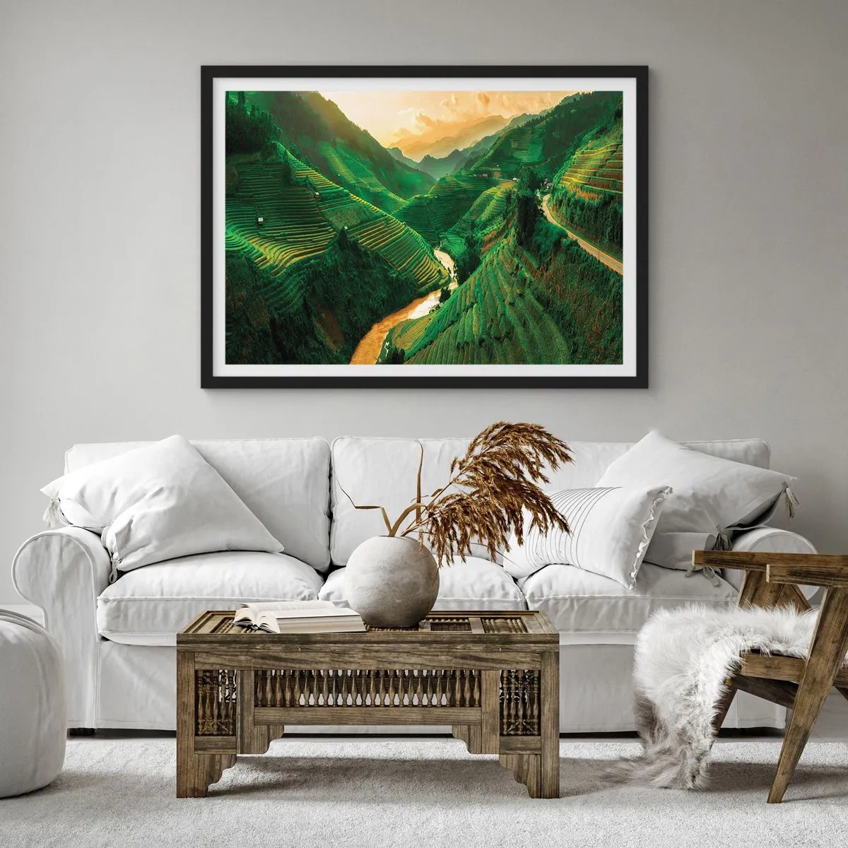 Pôster com moldura preta - Vale vietnamita - 40x30 cm