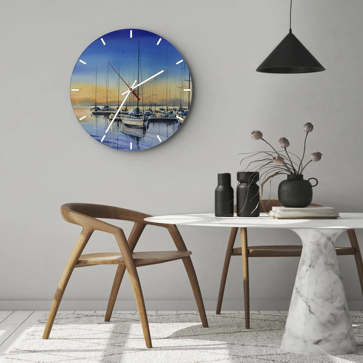 Relógio de parede - Relógio em vidro - Fim de um bom dia - 40x40 cm
