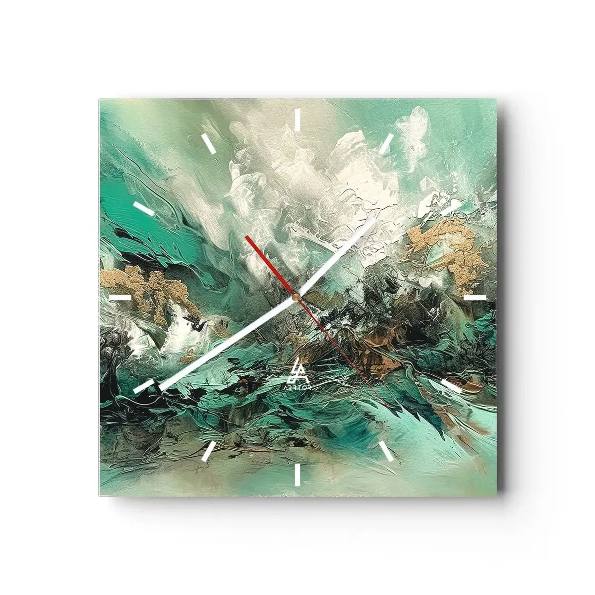 Relógio de parede - Relógio em vidro - Surf esmeralda e preto - 30x30 cm