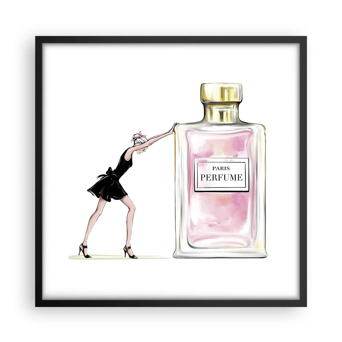 Pôster com moldura preta - A essência da feminilidade - 50x50 cm