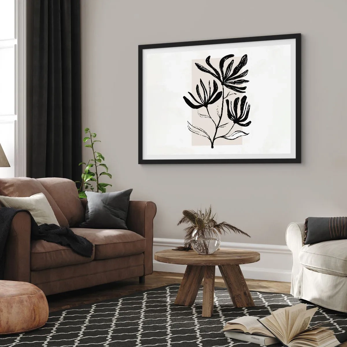 Pôster com moldura preta - Esboço para o herbário - 91x61 cm