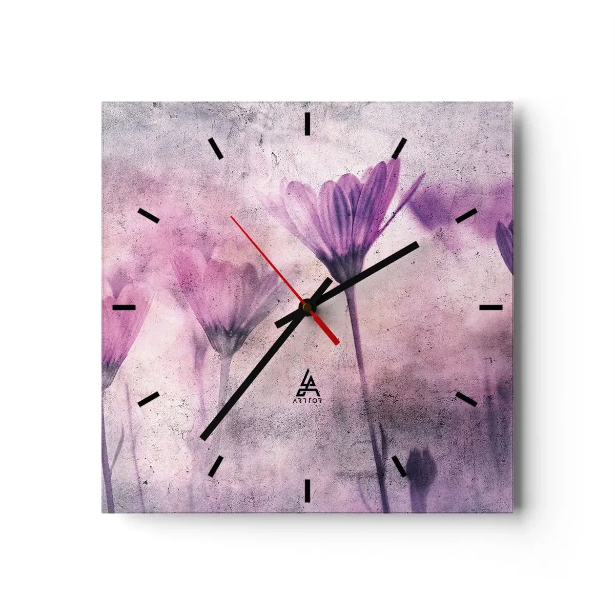 Relógio de parede - Relógio em vidro - Sonho de flores - 30x30 cm