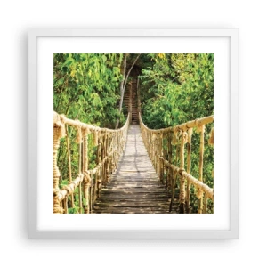 Pôster em moldura branca - Suspenso na vegetação - 40x40 cm