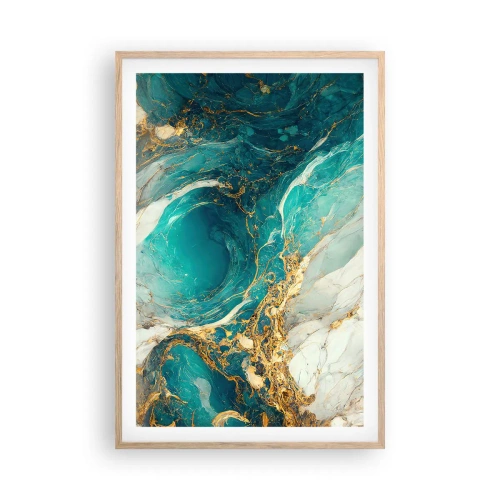 Pôster com moldura de carvalho claro - Composição com veios d'ouro - 61x91 cm