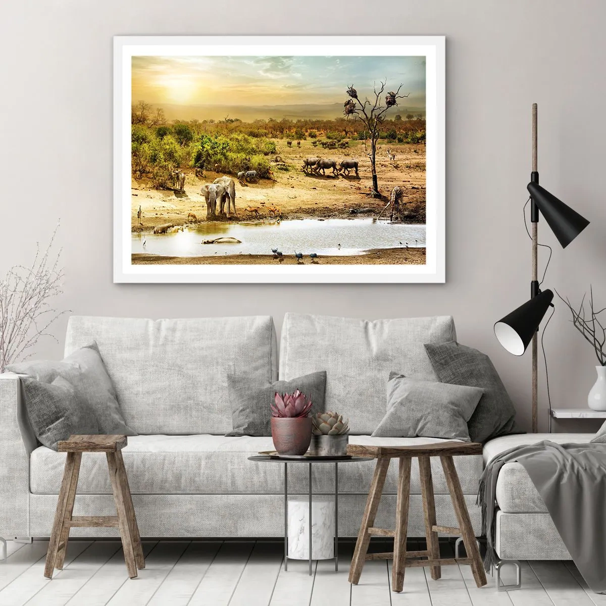 Pôster em moldura branca - Um rio corria no Éden... - 50x40 cm