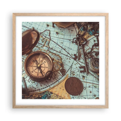 Pôster com moldura de carvalho claro - Para o aventureiro - 50x50 cm