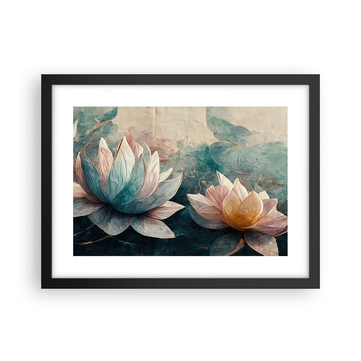 Pôster com moldura preta - Estrelas do lago - 40x30 cm