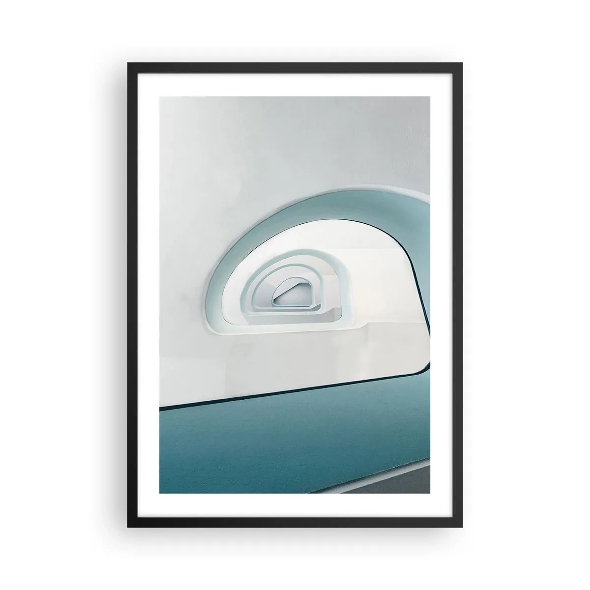 Pôster com moldura preta - Linhas curvas modernas e estruturas arquitetônicas em cores brilhantes - 50x70cm - Para o fundo do azul - Decoração de parede moderna para a sala de estar e quarto ARTTOR