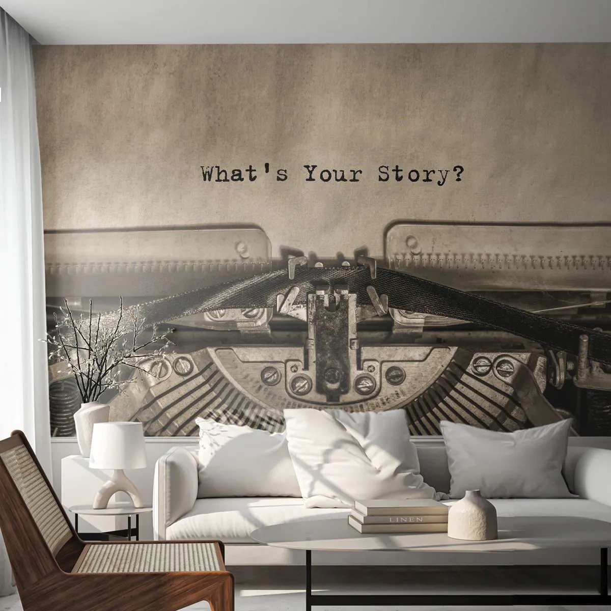 Papel de Parede Premium Sand - Conta-me - Máquina de espuma, Vintage, Retrô - 100x70 cm