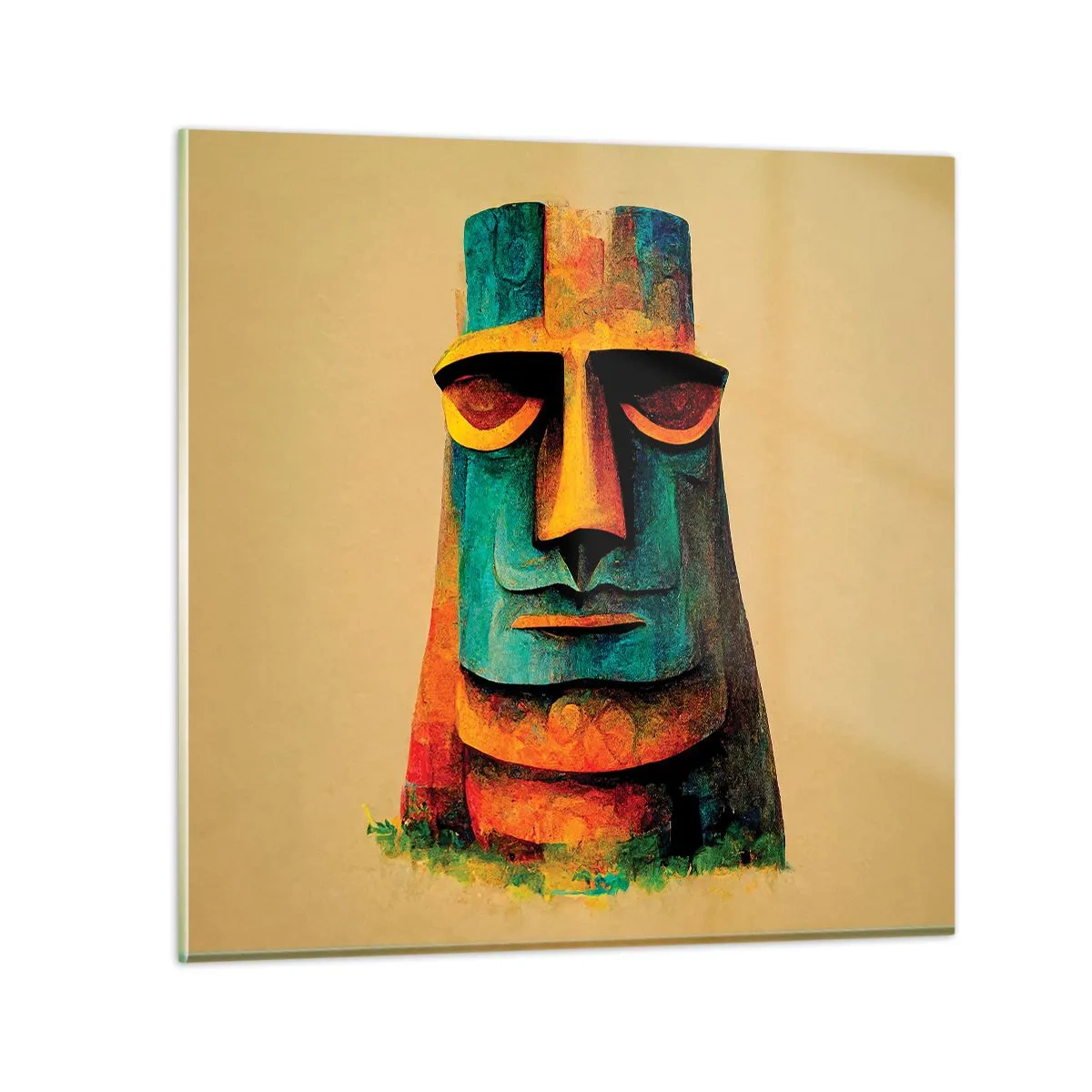 Quadro em vidro - Escultórico e simpático - 30x30 cm