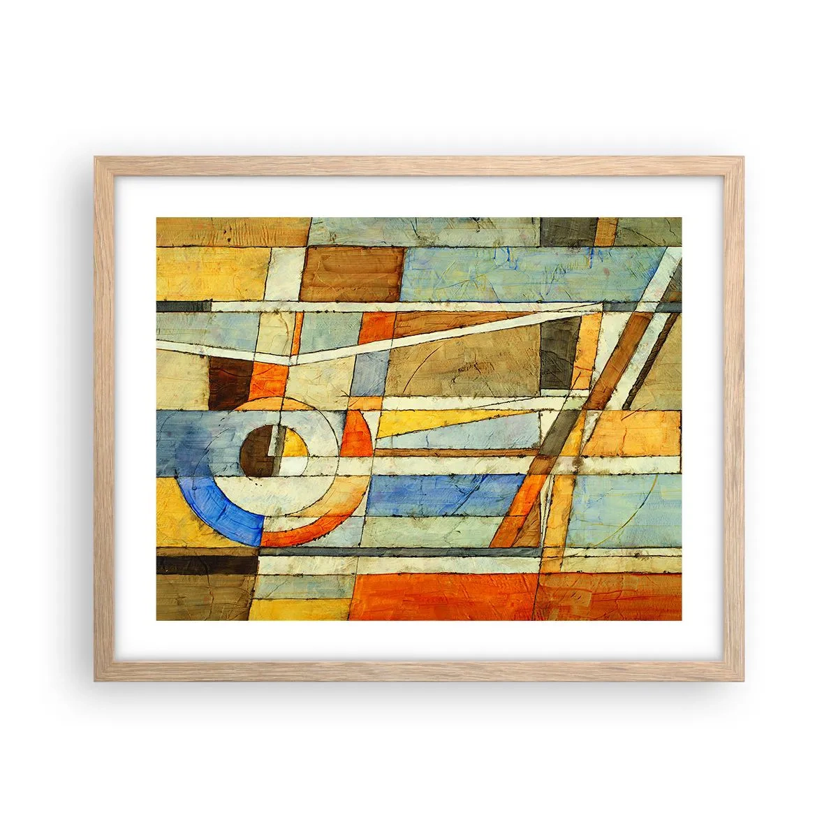 Pôster com moldura de carvalho claro - Cubismo em construção - 50x40 cm