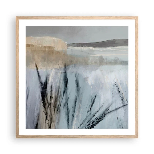 Pôster com moldura de carvalho claro - Campos de inverno - 60x60 cm