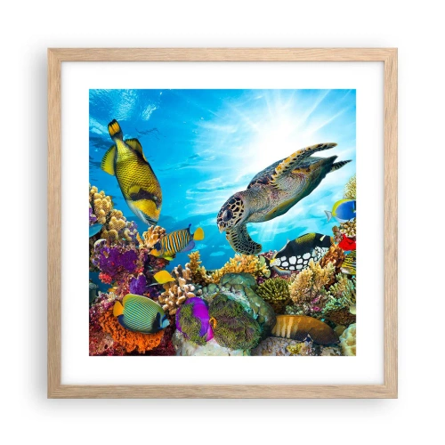 Pôster com moldura de carvalho claro - Alameda dos corais - 40x40 cm