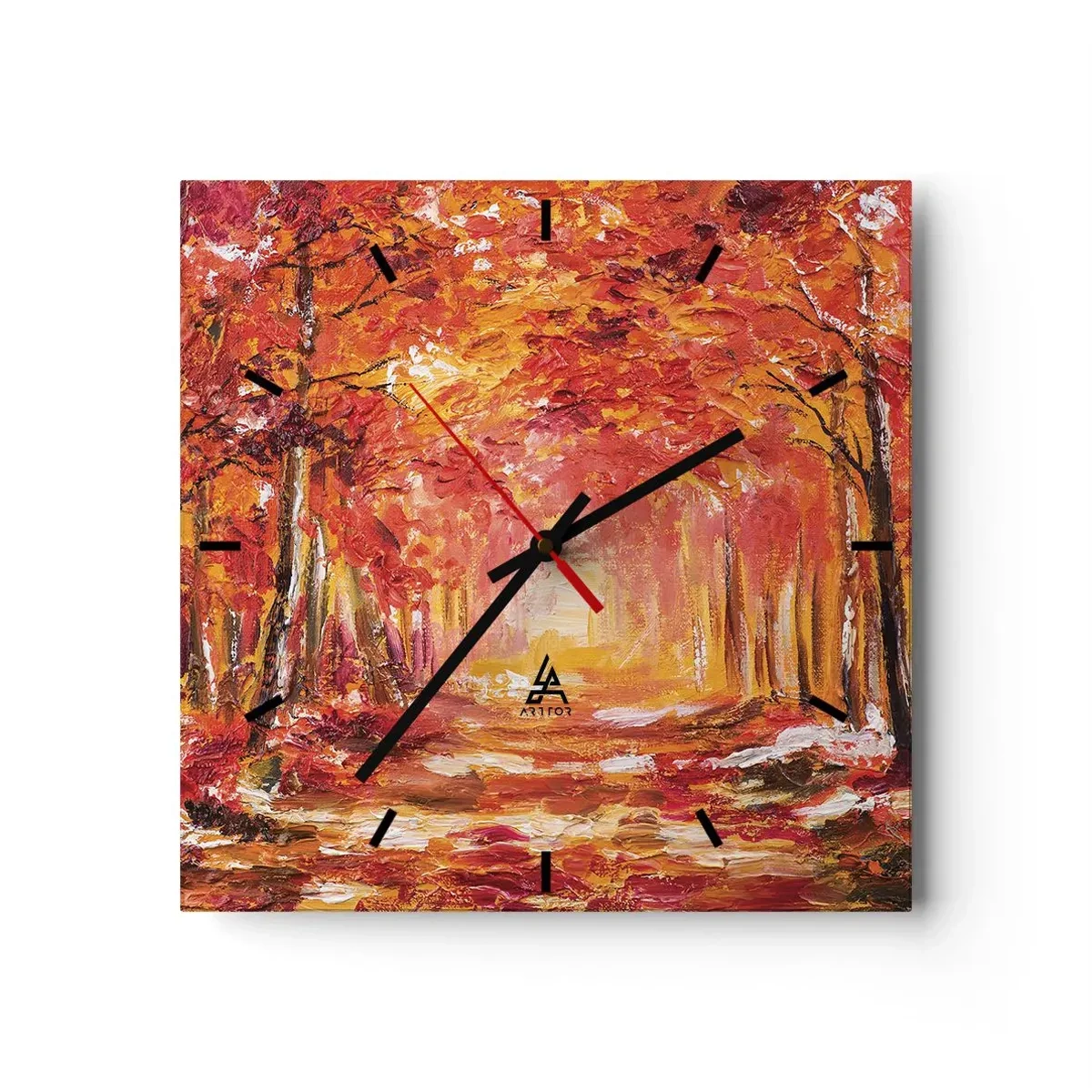 Relógio de parede - Relógio em vidro - Floresta de cobre - 40x40 cm