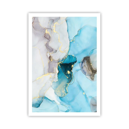 Pôster - Estudo do encontro do cinza e turquesa - 70x100 cm