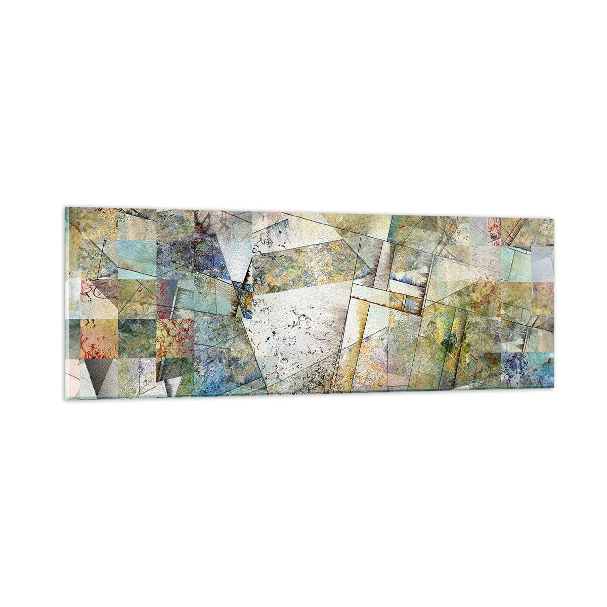 Quadro em vidro - Embaralhamento geométrico - 90x30 cm