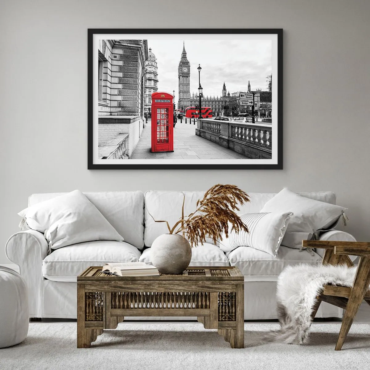Pôster com moldura preta - Sem dúvida, Londres - 100x70 cm