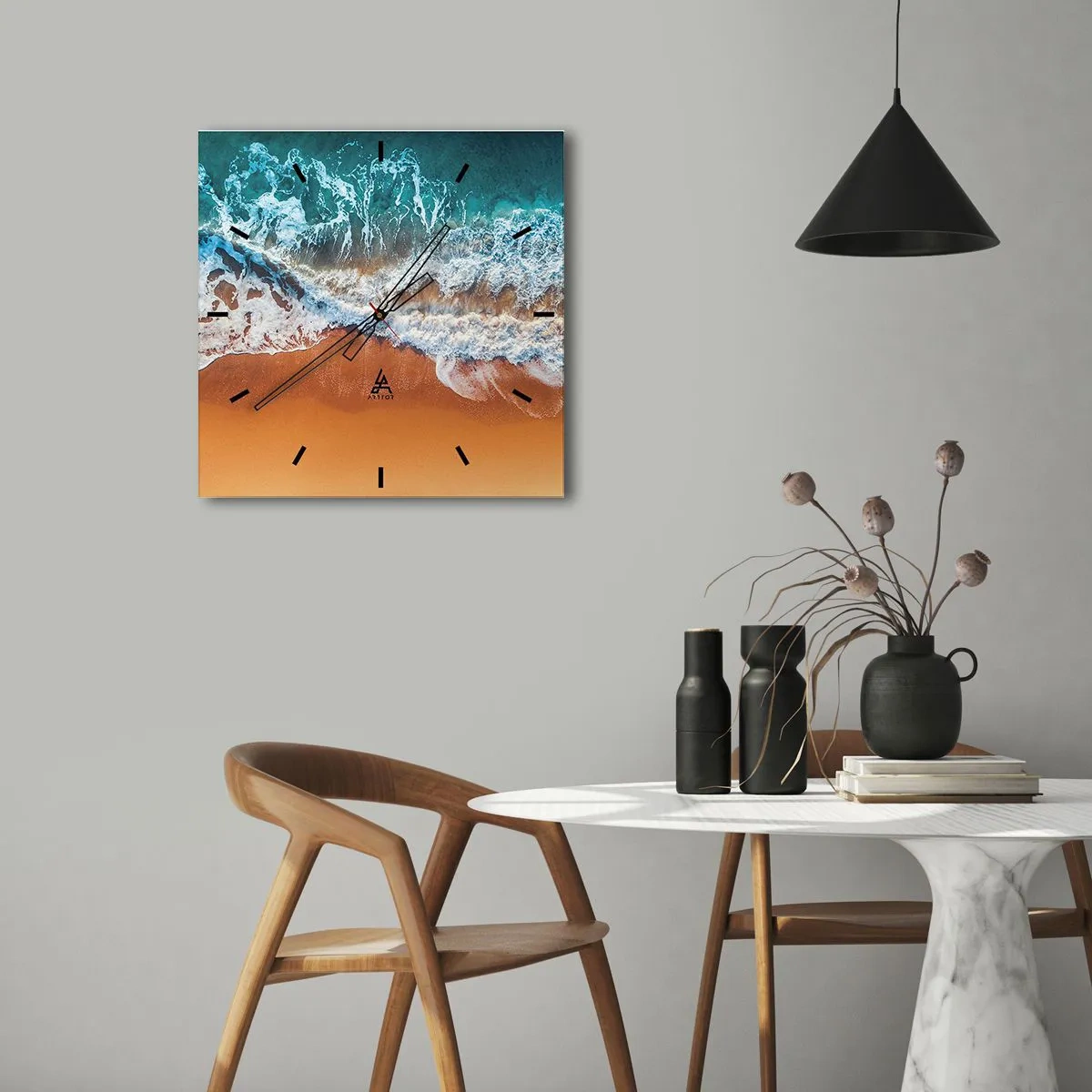 Relógio de parede - Relógio em vidro - Sempre em par - 40x40 cm