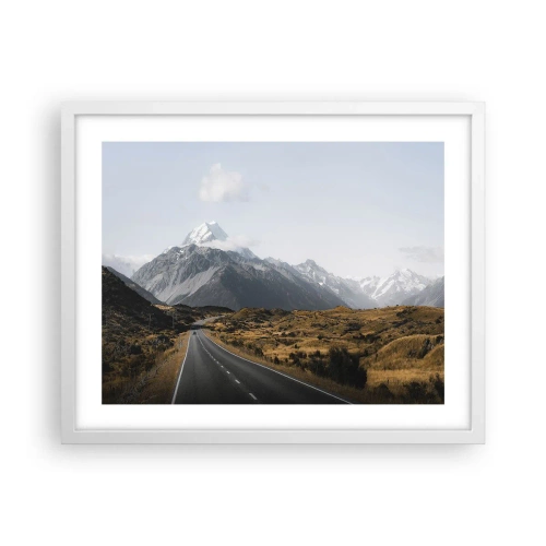 Pôster em moldura branca - O caminho para o coração das montanhas - 50x40 cm