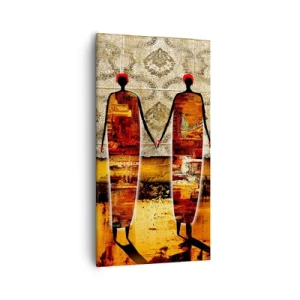 Quadro em tela - Composição étnica nas cores da África - 55x100 cm