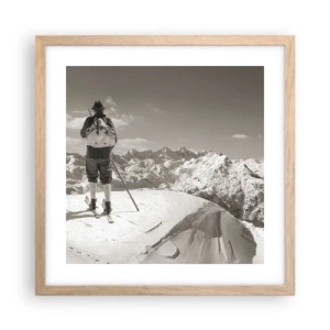 Pôster com moldura de carvalho claro - E as montanhas são as mesmas - 40x40 cm