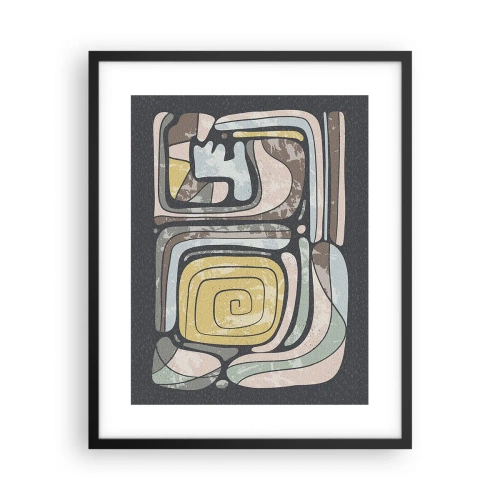 Pôster com moldura preta - Abstração no espírito pré-colombiano - 40x50 cm