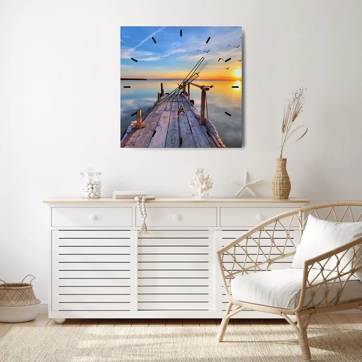 Relógio de parede - Relógio em vidro - Caminhando em direção ao sol - 40x40 cm