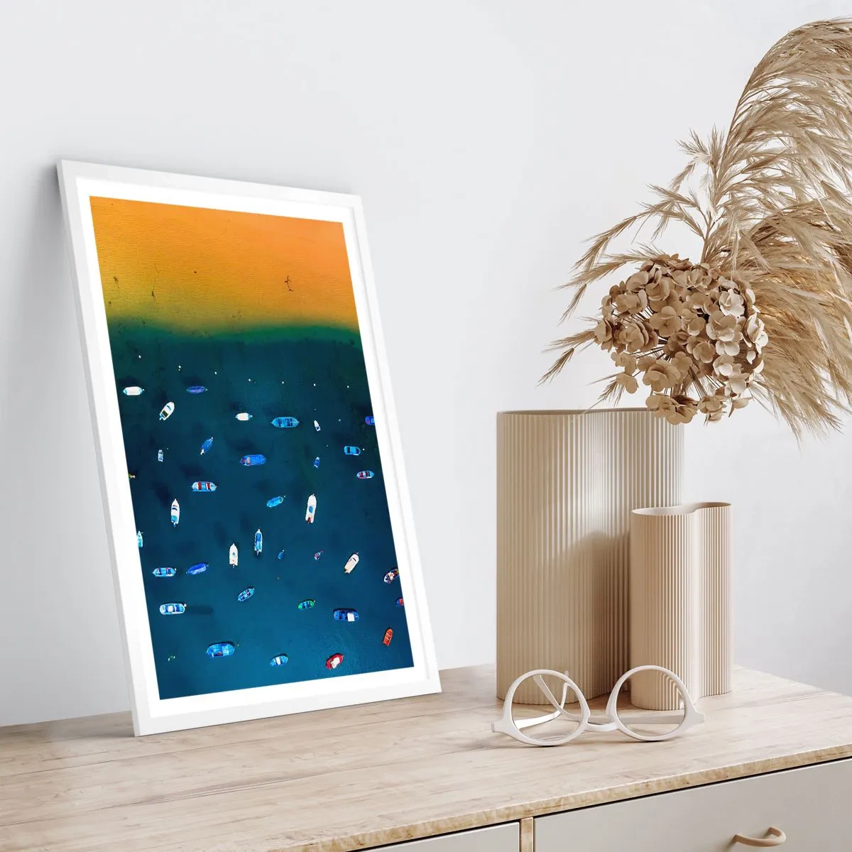 Pôster em moldura branca - Jogo de férias - 30x40 cm