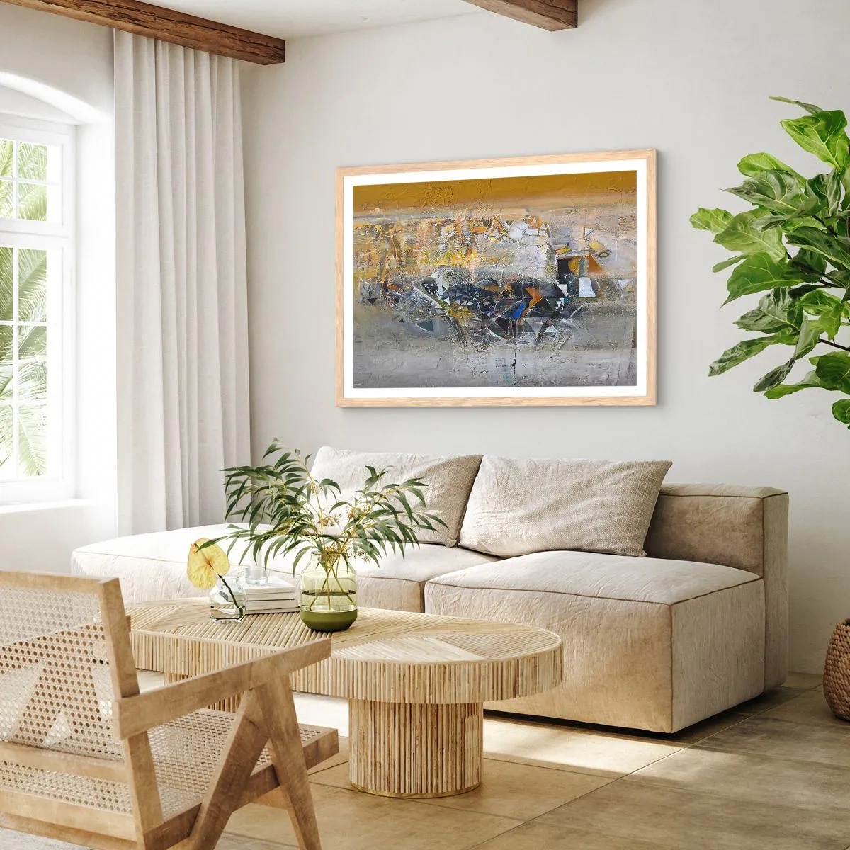 Pôster com moldura de carvalho claro - Tudo vai se encaixar - 100x70 cm