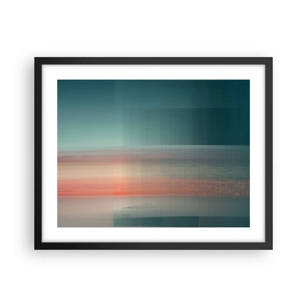 Pôster com moldura preta - Resumo: ondas de luz - 50x40 cm