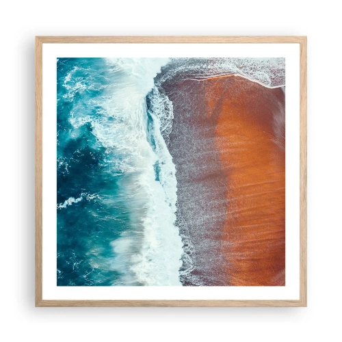 Pôster com moldura de carvalho claro - Toque do oceano - 60x60 cm