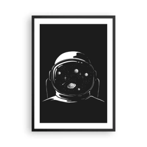 Pôster com moldura preta - Astronauta com espaço refletido em seu capacete - 50x70cm - Bela Vista - Decoração de parede moderna para a sala de estar e quarto ARTTOR