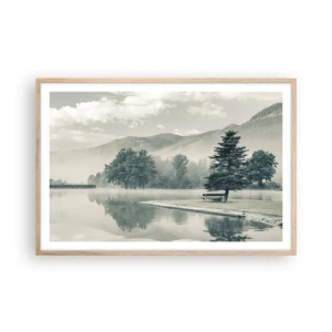 Pôster com moldura de carvalho claro - O lago ainda está a dormir - 91x61 cm