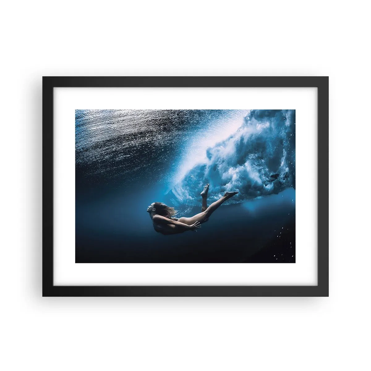 Pôster com moldura preta - Sereia moderna - 40x30 cm