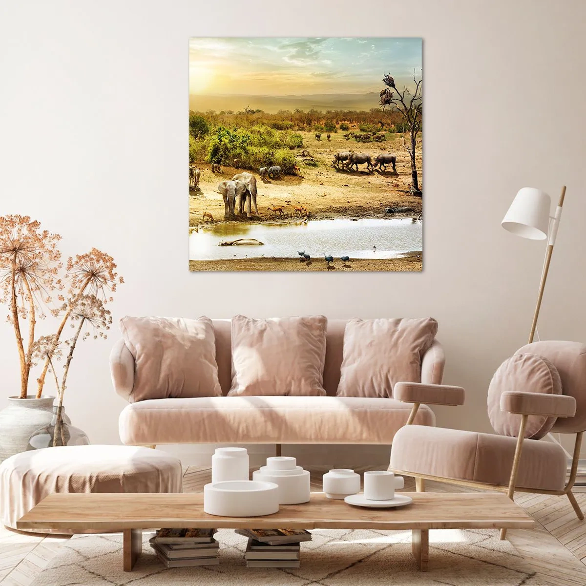 Quadro em tela - Um rio corria no Éden... - 40x40 cm