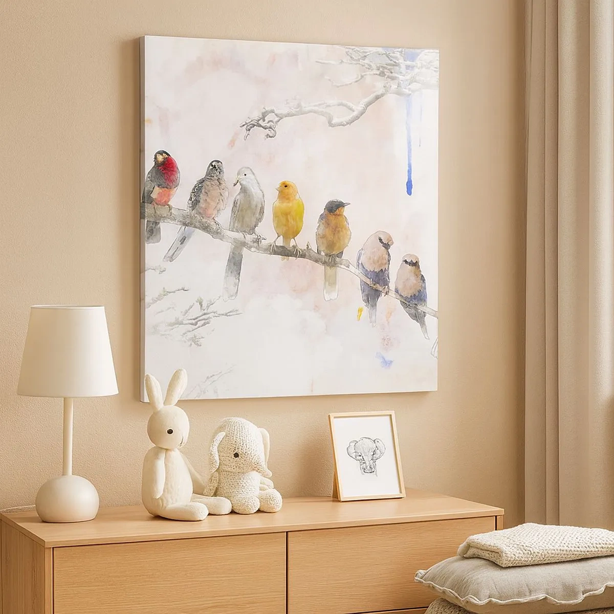 Quadro em tela - Reunião alada - 30x30 cm