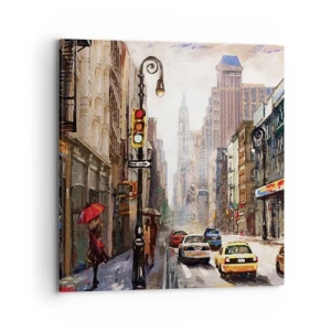 Quadro em tela - Nova York – colorida também na chuva  - 70x70 cm