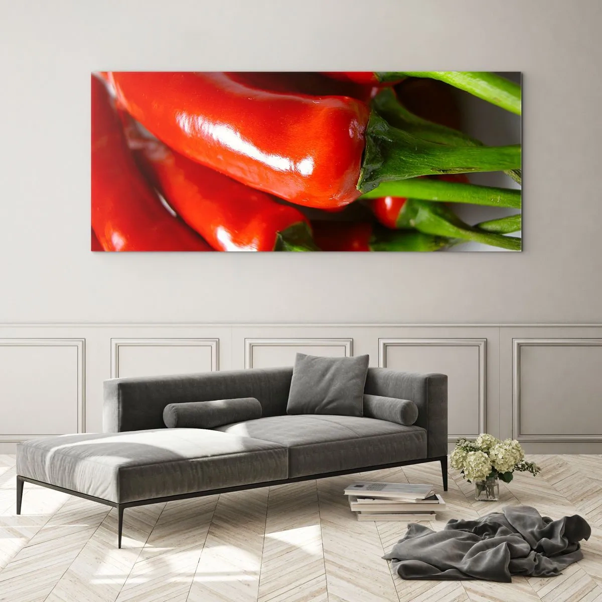 Quadro em vidro - Suculento, brilhante, liso - 140x50 cm
